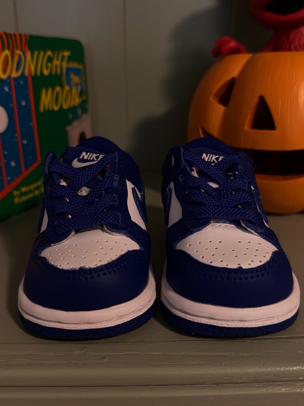 Nike Kids Blue and White Low-Top Sneakers with Classic Swoosh